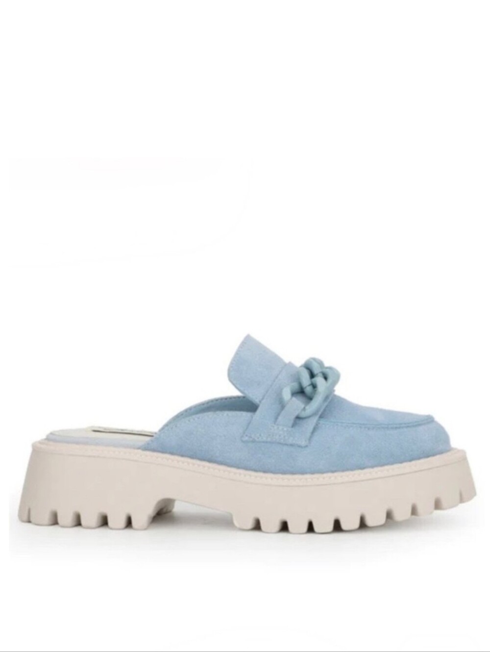 Vintage Havana Women's Hazel Sky Blue Chain-Accent Backless Slip-On Mule Loafers
